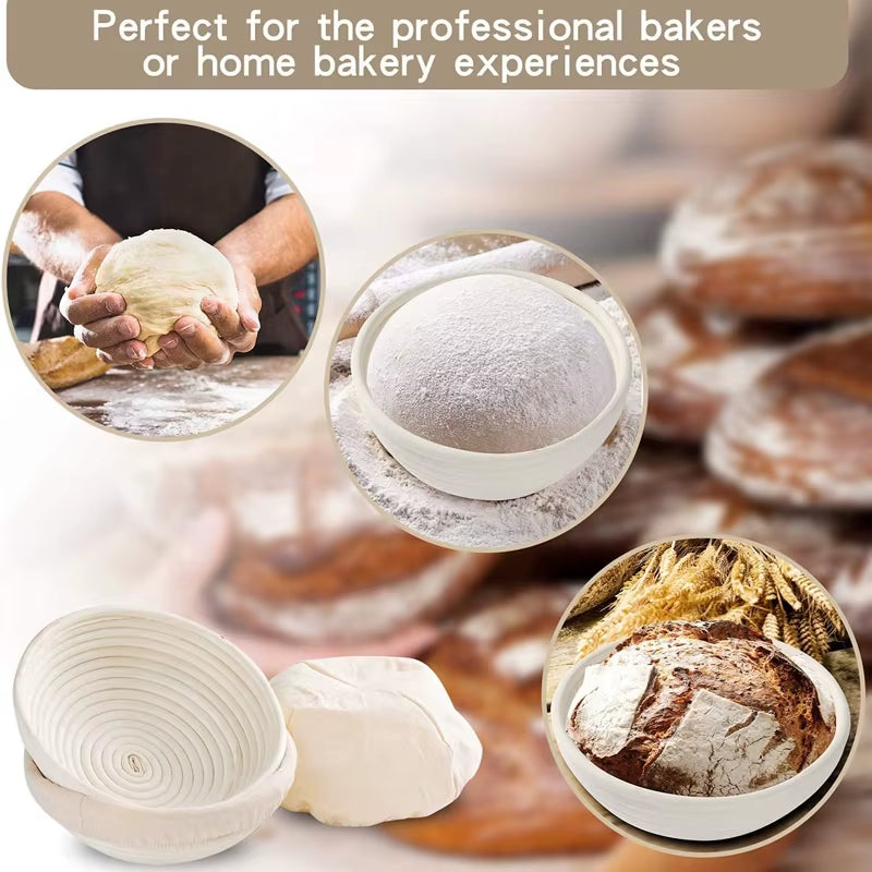 Professional Baking Tools: Banneton Set for Dough Fermentation and Bread Proofing, Ideal for Home and Artisan Bakers - Sourdough Rattan Basket