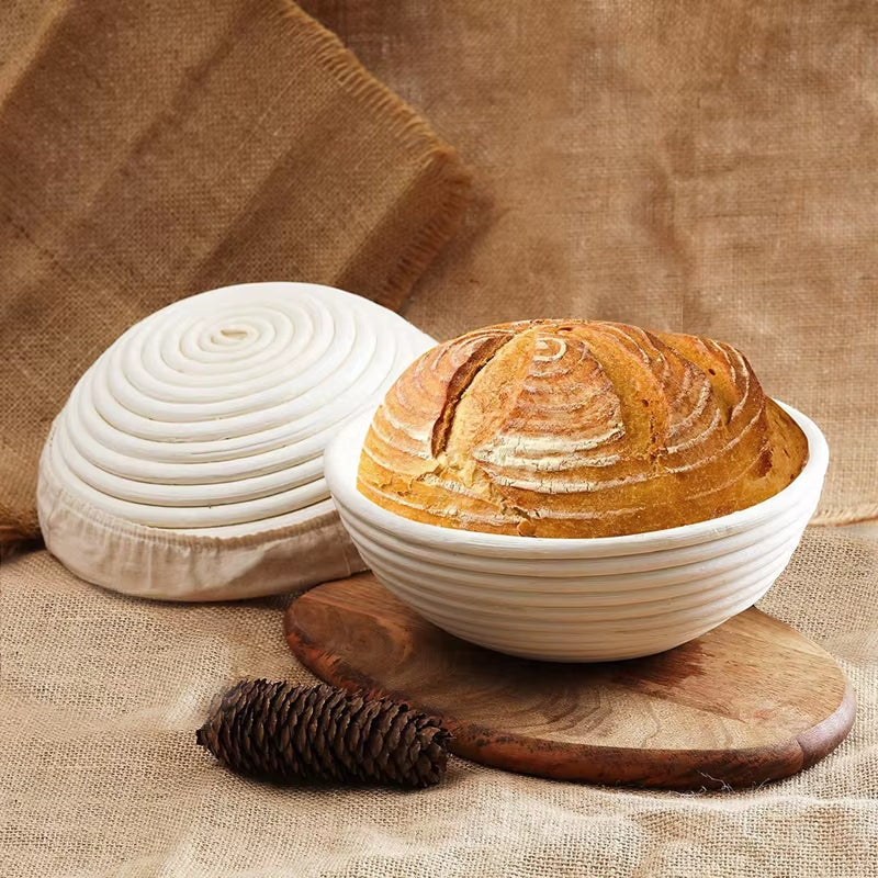 Professional Baking Tools: Banneton Set for Dough Fermentation and Bread Proofing, Ideal for Home and Artisan Bakers - Sourdough Rattan Basket