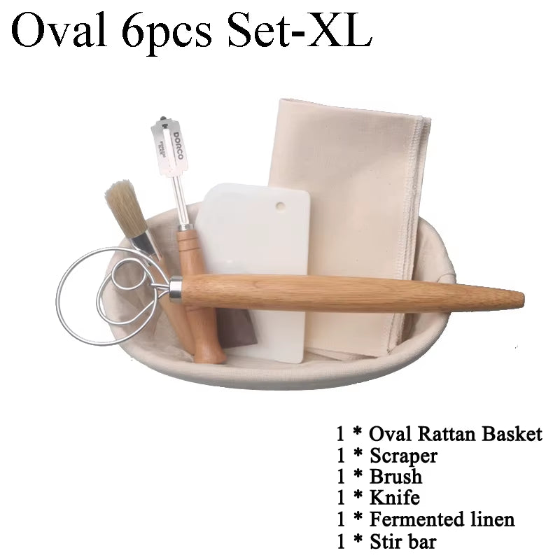 Professional Baking Tools: Banneton Set for Dough Fermentation and Bread Proofing, Ideal for Home and Artisan Bakers - Sourdough Rattan Basket