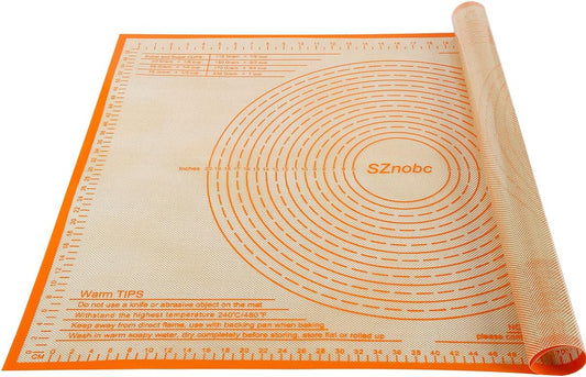 Silicone Pastry Mat 36'' by 24'' Extra Large Baking Mat with Measurements for Dough Rolling, Kneading Board, Kitchen Counter Mats for Dough, Pastry, Fondant, Pie Crust, Cookies, Bread, Pasta, Pizza