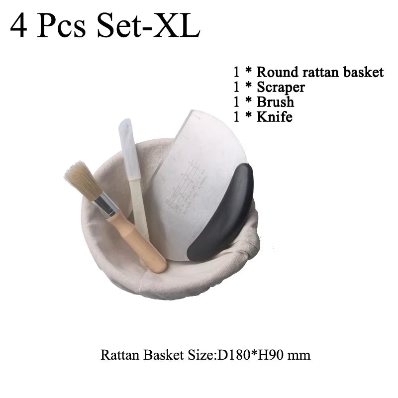 Professional Baking Tools: Banneton Set for Dough Fermentation and Bread Proofing, Ideal for Home and Artisan Bakers - Sourdough Rattan Basket