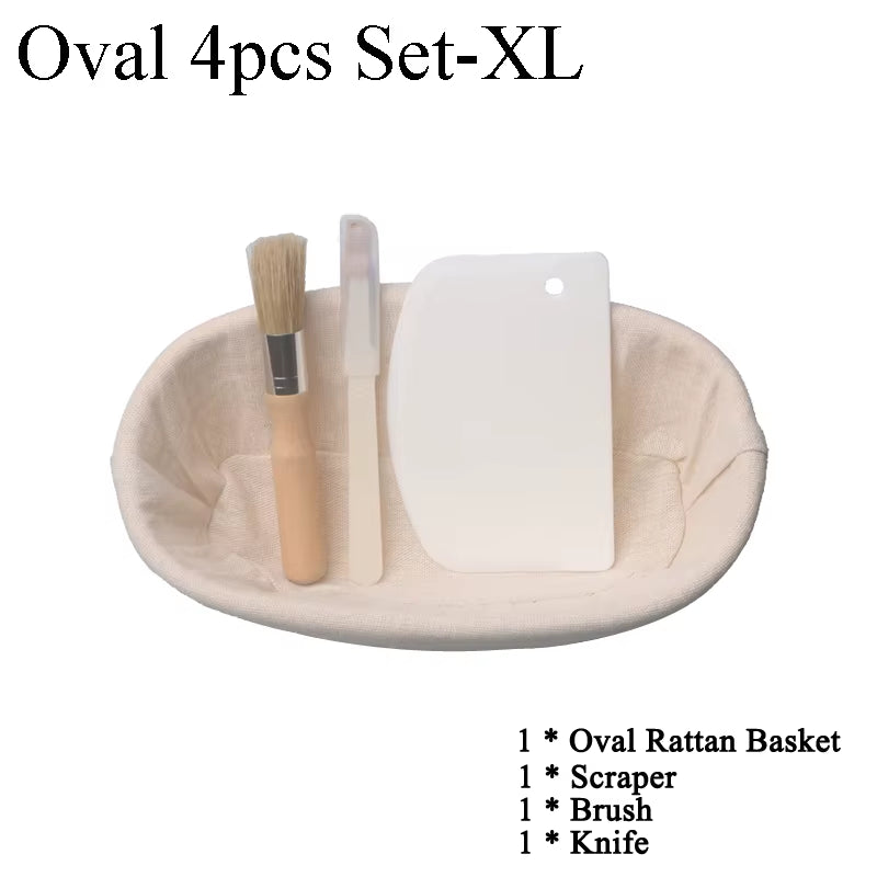 Professional Baking Tools: Banneton Set for Dough Fermentation and Bread Proofing, Ideal for Home and Artisan Bakers - Sourdough Rattan Basket
