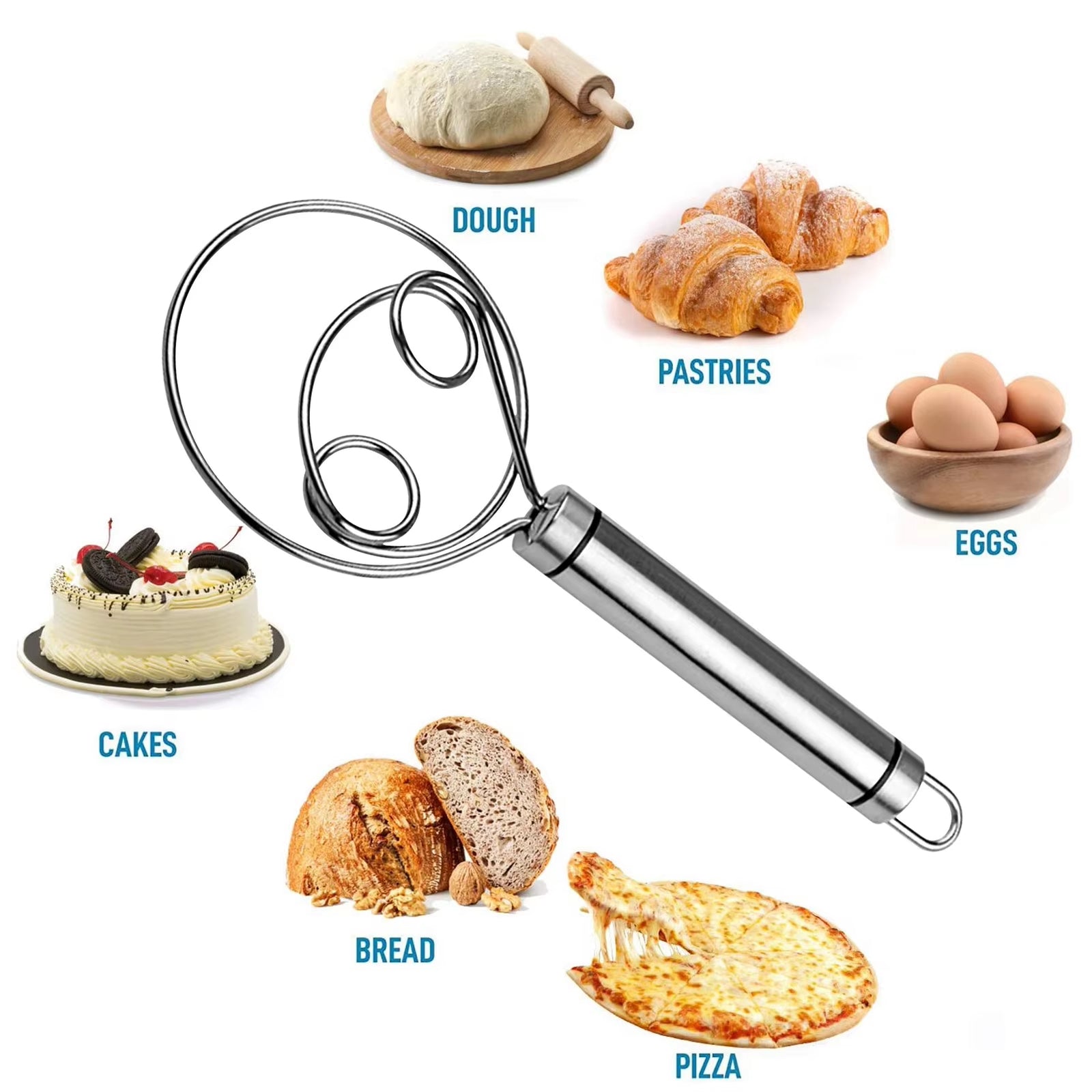 Premium Danish Dough Whisk Stainless Steel Bread & Sourdough Whisking Tool