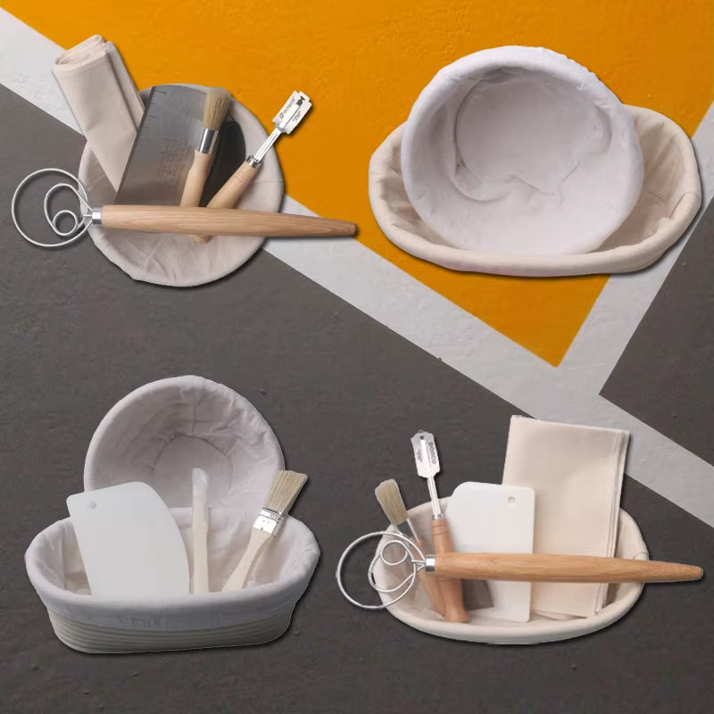 Professional Baking Tools: Banneton Set for Dough Fermentation and Bread Proofing, Ideal for Home and Artisan Bakers - Sourdough Rattan Basket