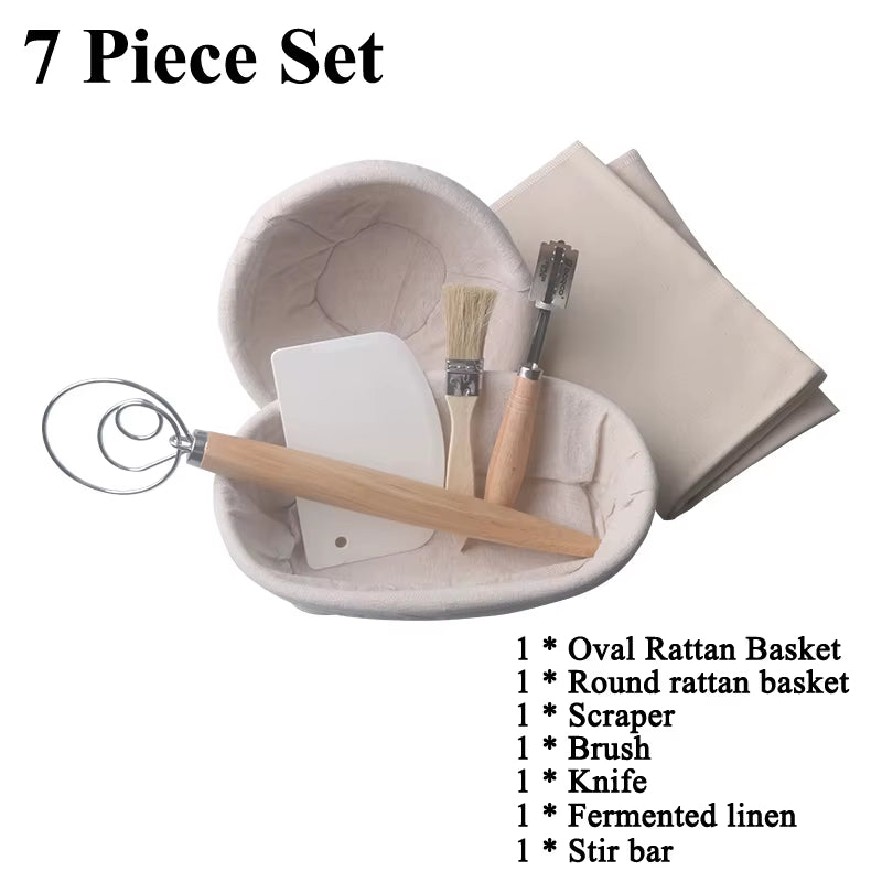 Professional Baking Tools: Banneton Set for Dough Fermentation and Bread Proofing, Ideal for Home and Artisan Bakers - Sourdough Rattan Basket