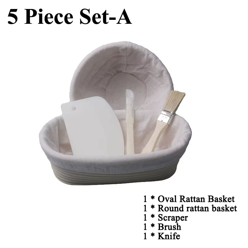 Professional Baking Tools: Banneton Set for Dough Fermentation and Bread Proofing, Ideal for Home and Artisan Bakers - Sourdough Rattan Basket
